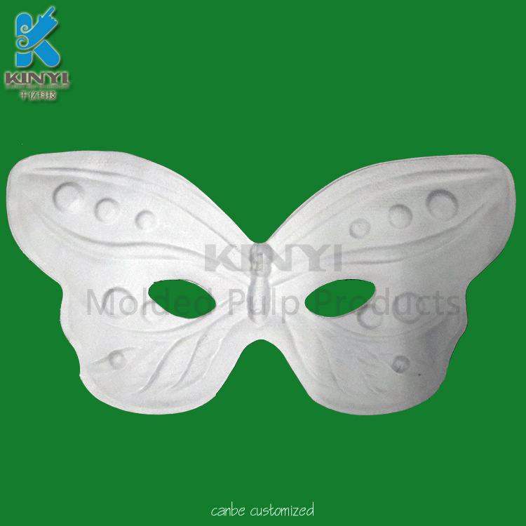 Plain Blank White Paintable Paper Pulp Butterfly Masks, Animal Masks