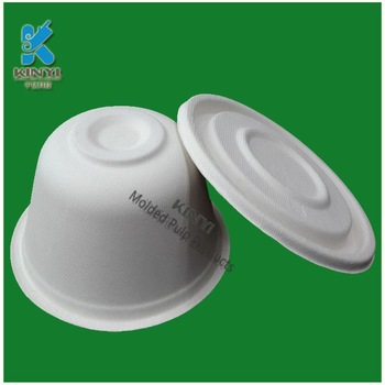 Pulp molded biodegradable food bowl, disposable bagasse pulp tableware packaging