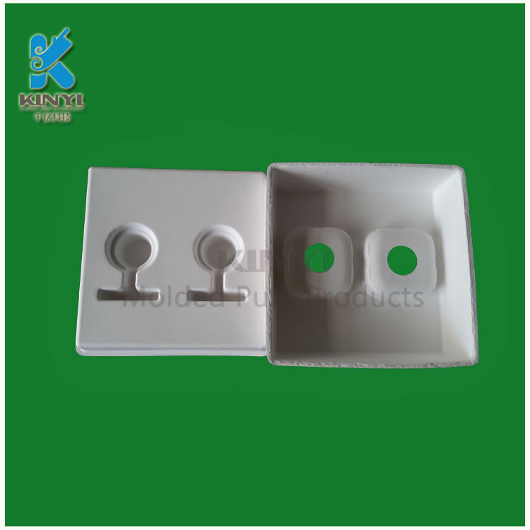 Recycled biodegradable disposable molded pulp packing tray
