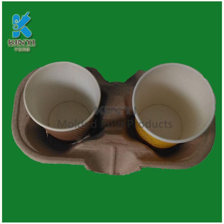 Recycled biodegradable Kraft pulp paper cup holder trays