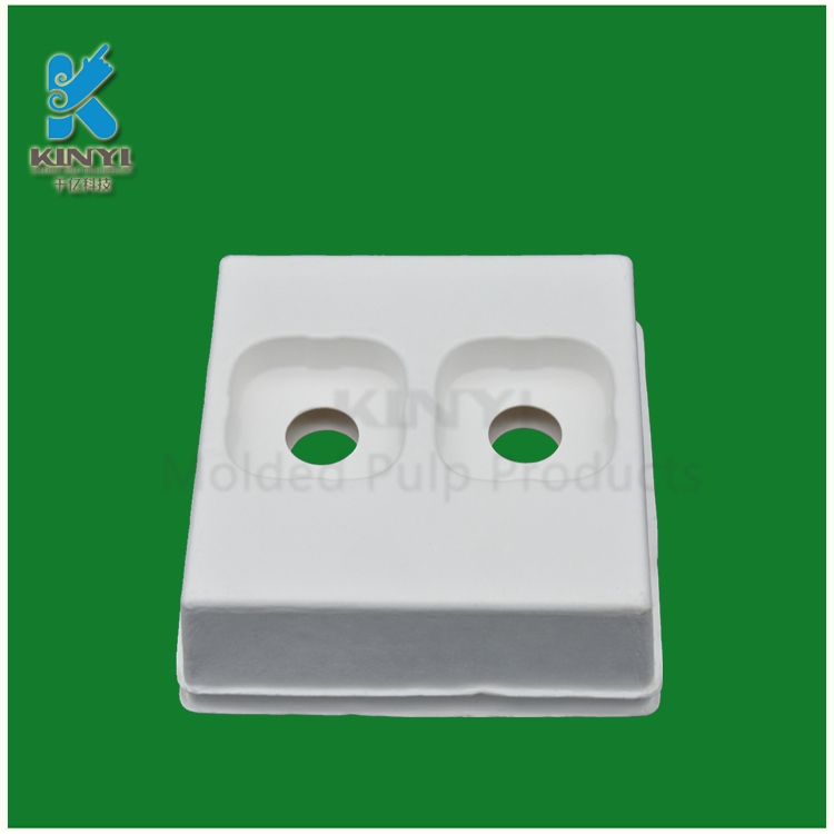 Customized fiber pulp moulding ear phone insert tray, biodegradable bagasse paper packaging