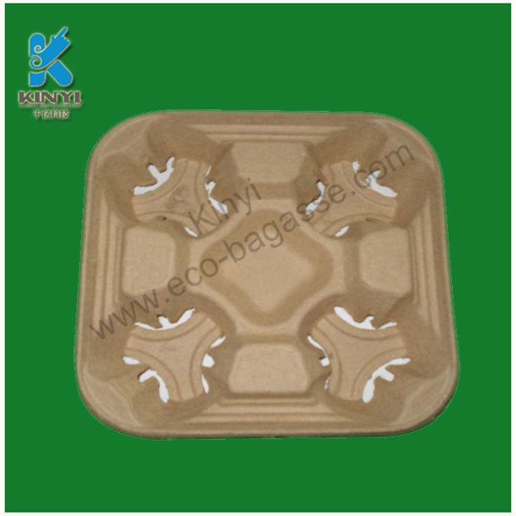 Disposable Molded Pulp Cup Carry Trays