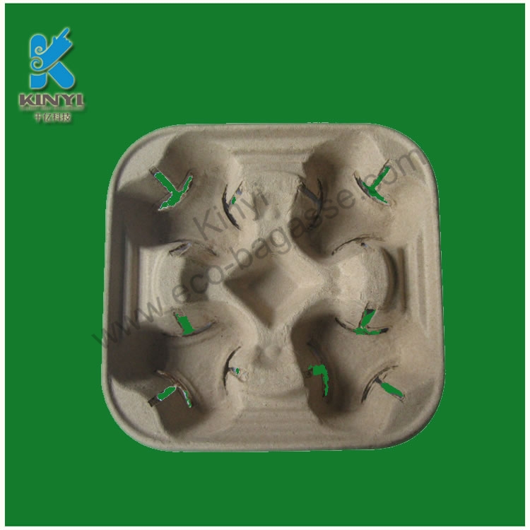 Eco Friendly Molded Pulp Cup Carry Trays