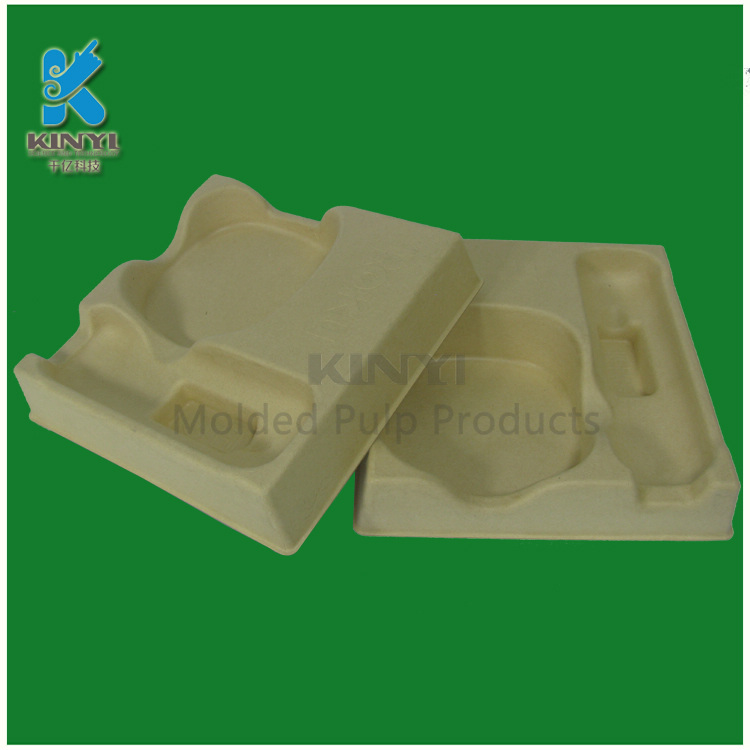 Recycled molded fiber paper pulp brown packaging trays