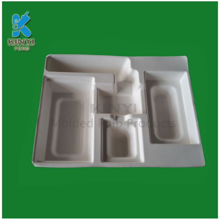 Custom molded pulp tray biodegradable paper packaging