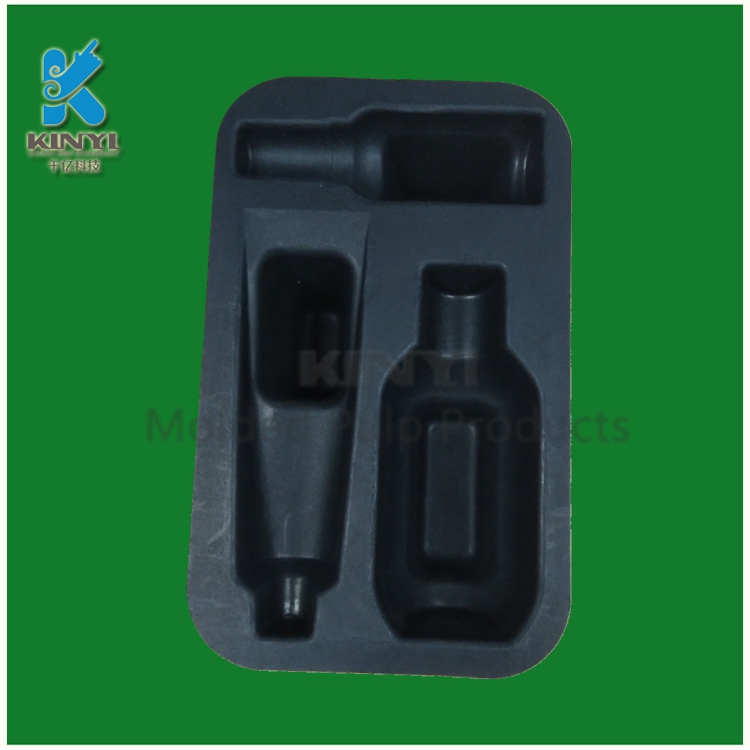 Biodegradable Lock Packaging Molded Pulp Black Tray